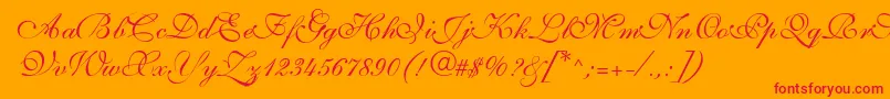 SarahvolantedbNormal-Schriftart – Rote Schriften auf orangefarbenem Hintergrund