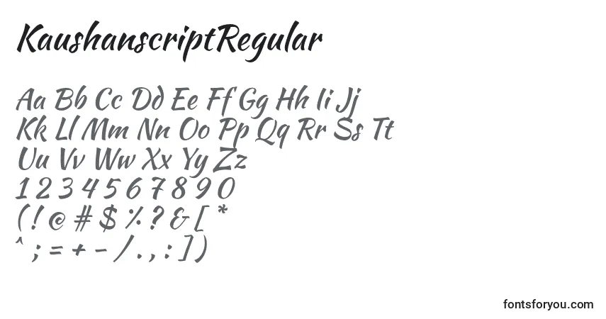 Fuente KaushanscriptRegular - alfabeto, números, caracteres especiales