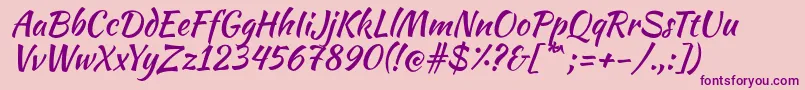 KaushanscriptRegular-Schriftart – Violette Schriften auf rosa Hintergrund