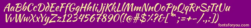 KaushanscriptRegular Font – Yellow Fonts on Purple Background