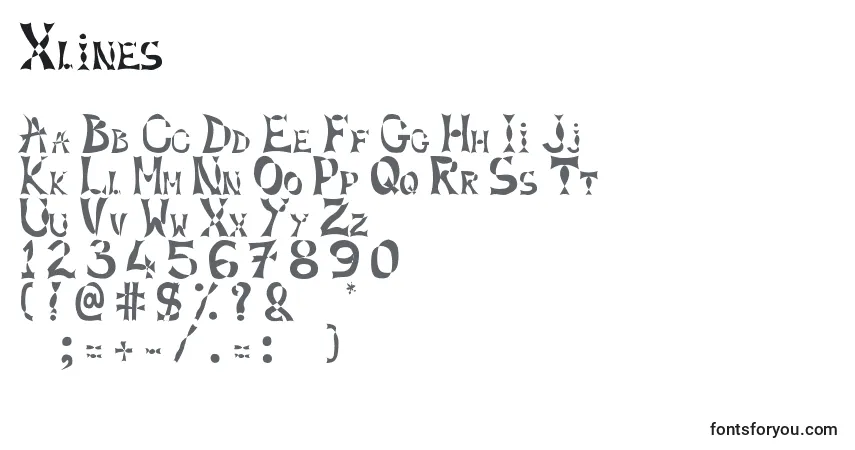 Schriftart Xlines – Alphabet, Zahlen, spezielle Symbole
