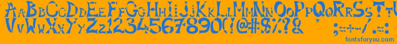 フォントXlines – オレンジの背景に青い文字
