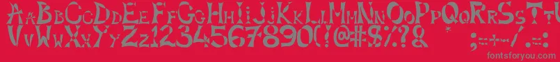 フォントXlines – 赤い背景に灰色の文字