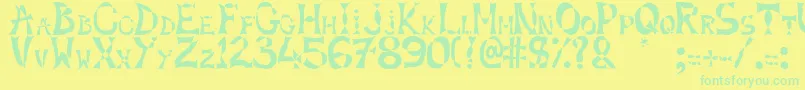 フォントXlines – 黄色い背景に緑の文字