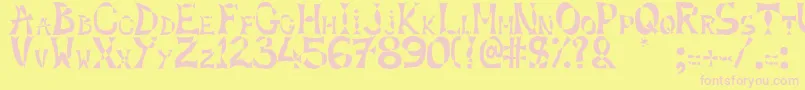 フォントXlines – ピンクのフォント、黄色の背景