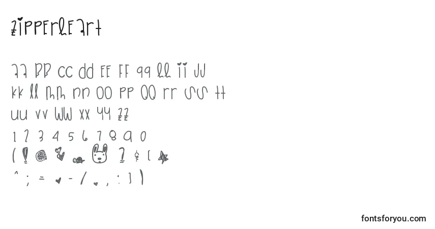 Fuente Zipperheart - alfabeto, números, caracteres especiales