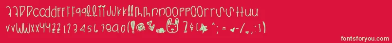 Zipperheart Font – Green Fonts on Red Background