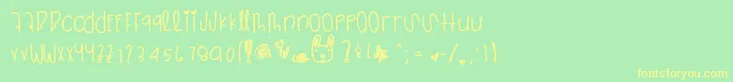 Zipperheart Font – Yellow Fonts on Green Background