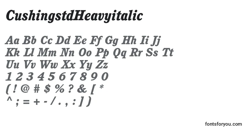 Шрифт CushingstdHeavyitalic – алфавит, цифры, специальные символы
