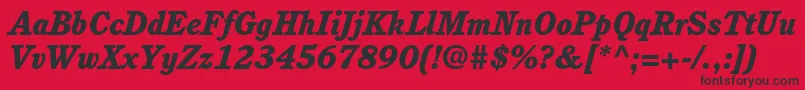 Czcionka CushingstdHeavyitalic – czarne czcionki na czerwonym tle