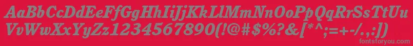 CushingstdHeavyitalic-fontti – harmaat kirjasimet punaisella taustalla