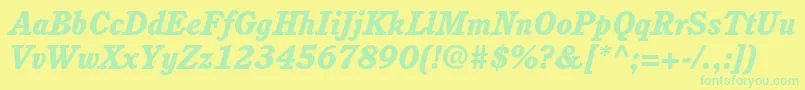 Fonte CushingstdHeavyitalic – fontes verdes em um fundo amarelo