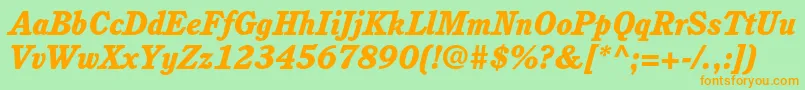 CushingstdHeavyitalic Font – Orange Fonts on Green Background