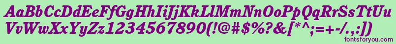 フォントCushingstdHeavyitalic – 緑の背景に紫のフォント