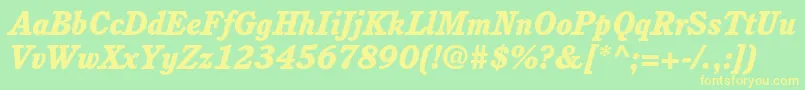 CushingstdHeavyitalic Font – Yellow Fonts on Green Background