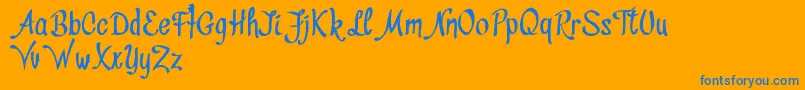 Divatdemo-Schriftart – Blaue Schriften auf orangefarbenem Hintergrund