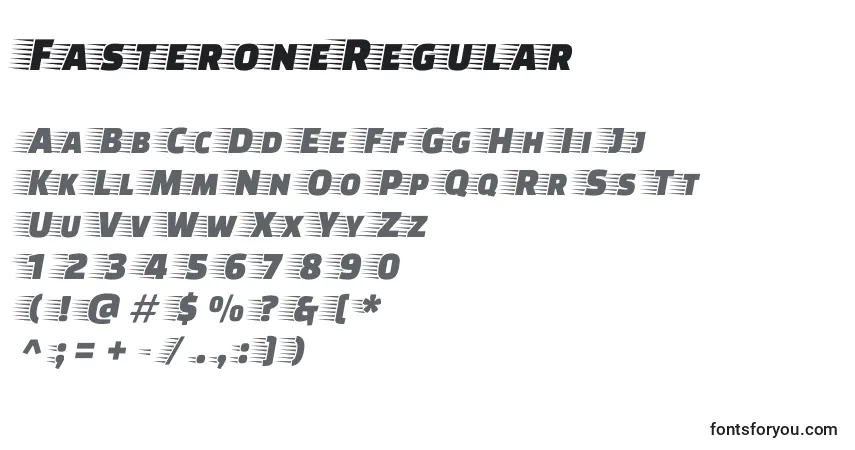 Schriftart FasteroneRegular – Alphabet, Zahlen, spezielle Symbole