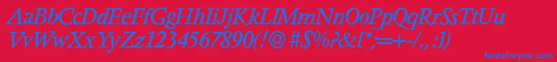More about V691RomanItalic Font V691RomanItalic Font – Blue Fonts on Red Background