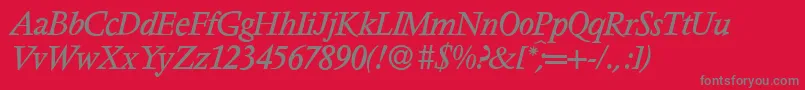 Czcionka V691RomanItalic – szare czcionki na czerwonym tle