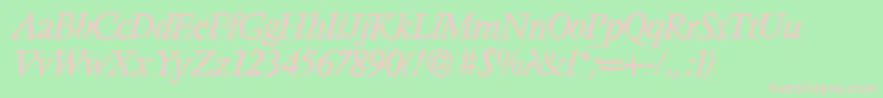 V691RomanItalic Font – Pink Fonts on Green Background