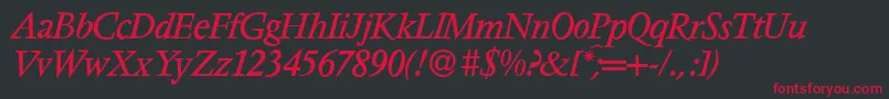 Fonte V691RomanItalic – fontes vermelhas em um fundo preto