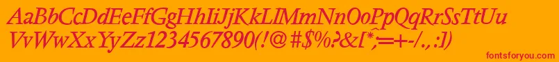 フォントV691RomanItalic – オレンジの背景に赤い文字