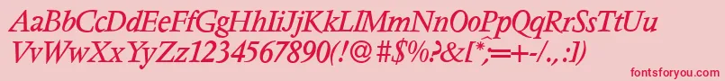V691RomanItalic-Schriftart – Rote Schriften auf rosa Hintergrund