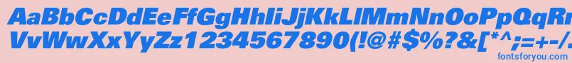 PartnerblackItalic Font – Blue Fonts on Pink Background