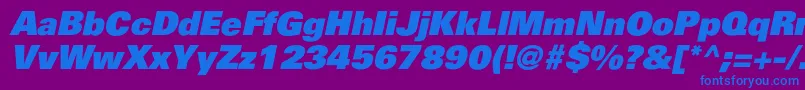 PartnerblackItalic-Schriftart – Blaue Schriften auf violettem Hintergrund