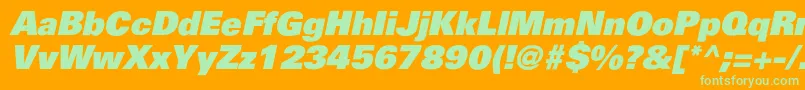 PartnerblackItalic-fontti – vihreät fontit oranssilla taustalla