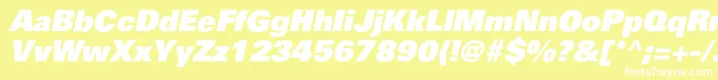 PartnerblackItalic-fontti – valkoiset fontit keltaisella taustalla