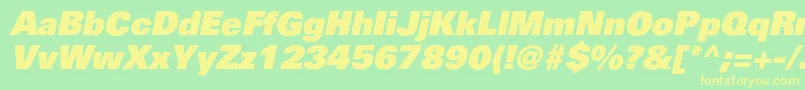 PartnerblackItalic-fontti – keltaiset fontit vihreällä taustalla