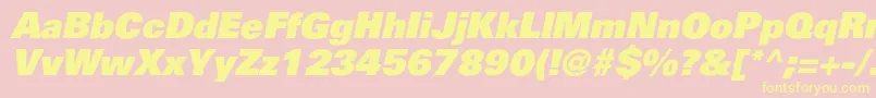 PartnerblackItalic-fontti – keltaiset fontit vaaleanpunaisella taustalla
