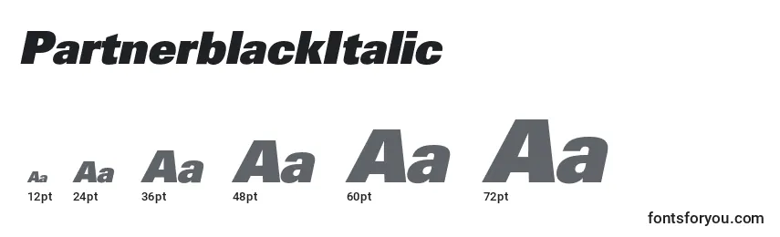 Größen der Schriftart PartnerblackItalic