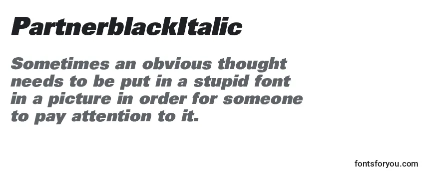 Review of the PartnerblackItalic Font