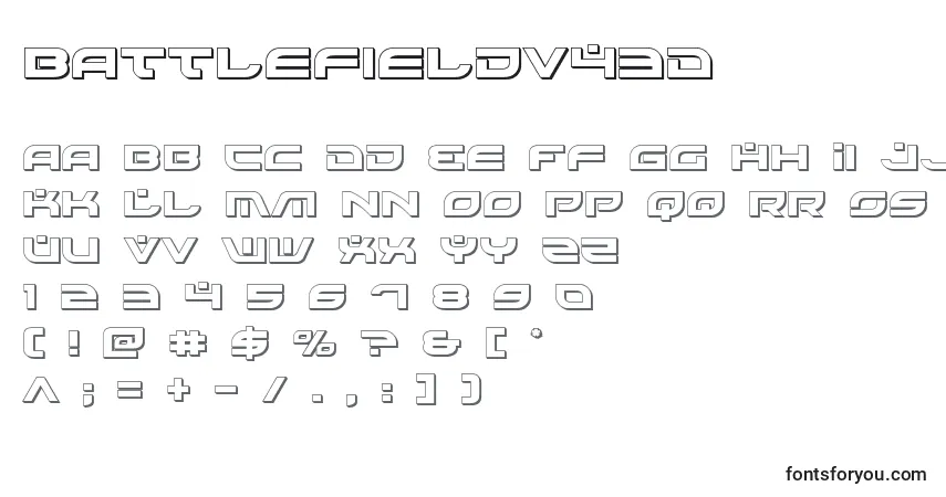 Czcionka Battlefieldv43D – alfabet, cyfry, specjalne znaki