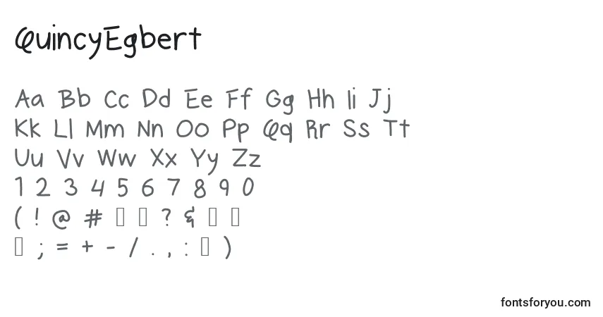Czcionka QuincyEgbert – alfabet, cyfry, specjalne znaki