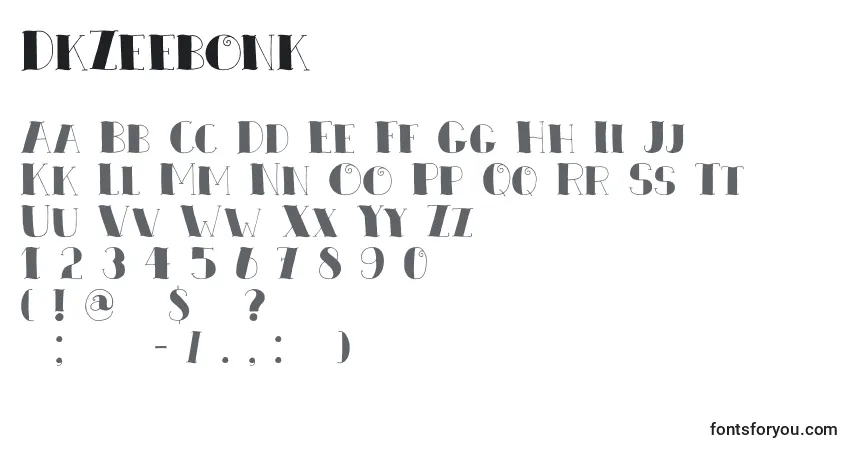 A fonte DkZeebonk – alfabeto, números, caracteres especiais