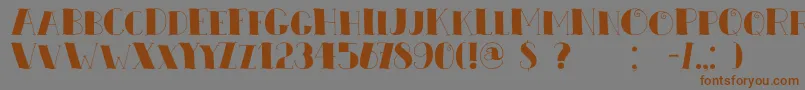 フォントDkZeebonk – 茶色の文字が灰色の背景にあります。