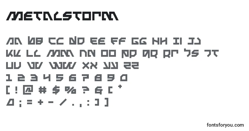 characters of metalstorm font, letter of metalstorm font, alphabet of  metalstorm font