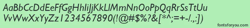 GillSansMtItalic Font – Black Fonts on Green Background