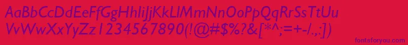 GillSansMtItalic Font – Purple Fonts on Red Background