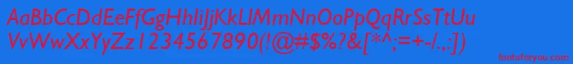 フォントGillSansMtItalic – 赤い文字の青い背景