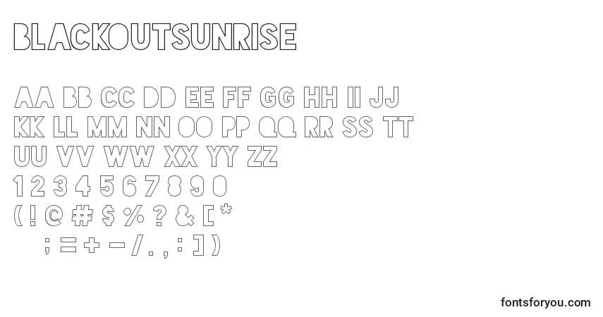Шрифт BlackoutSunrise – алфавит, цифры, специальные символы
