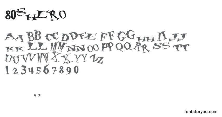 Schriftart 80sHero – Alphabet, Zahlen, spezielle Symbole