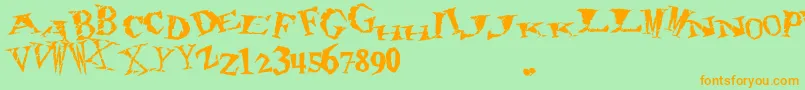 80sHero-fontti – oranssit fontit vihreällä taustalla