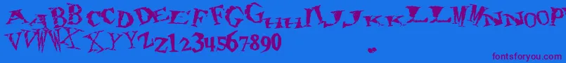 Czcionka 80sHero – fioletowe czcionki na niebieskim tle