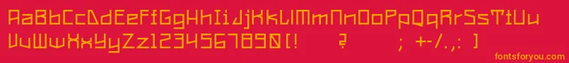 フォントConstructaRegular – 赤い背景にオレンジの文字