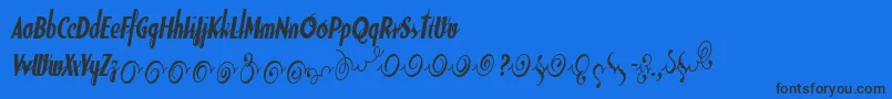 SodaScriptBoldExtras Font – Black Fonts on Blue Background