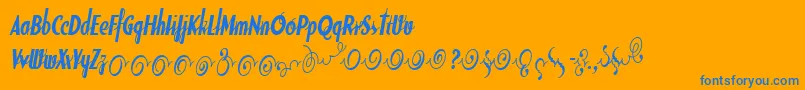 SodaScriptBoldExtras-Schriftart – Blaue Schriften auf orangefarbenem Hintergrund